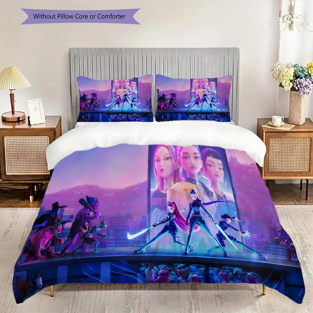 Fantasy Warriors Unite Three-piece set (1 * duvet cover + 2 * pillowcase, without core) 2D Flat Soft and comfortable Christmas birthday gift