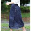 Literary Cotton Linen Split Skirt Women Single Breasted Midi A-Line Skirts Vintage Asymmetric Skirts Slimming