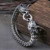 Stainless Steel Retro Viking Wolf Head Bracelet Personality Trendy Jewelry For Men 19 Cm