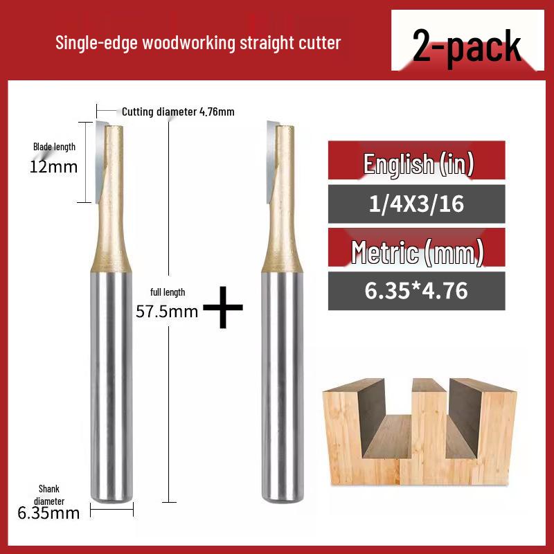 Tiangong Double-Edged Woodworking Carving & Trimming Milling Cutter, Lengthened Wood Milling & Grooving Tool.