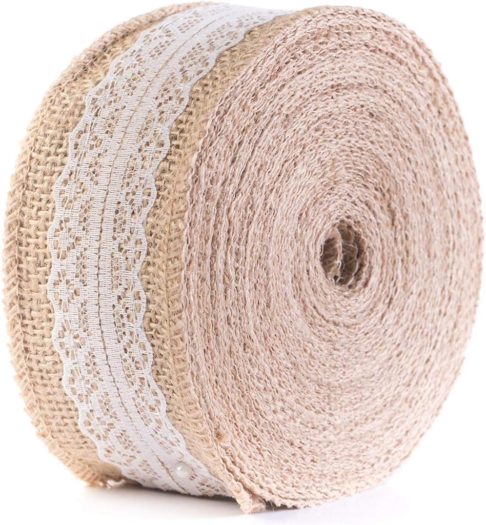 Multi Purpose Burlap Hessian Ribbon With Lace Detail Multi Purpose Uses Decor Natural Burlap Wedding