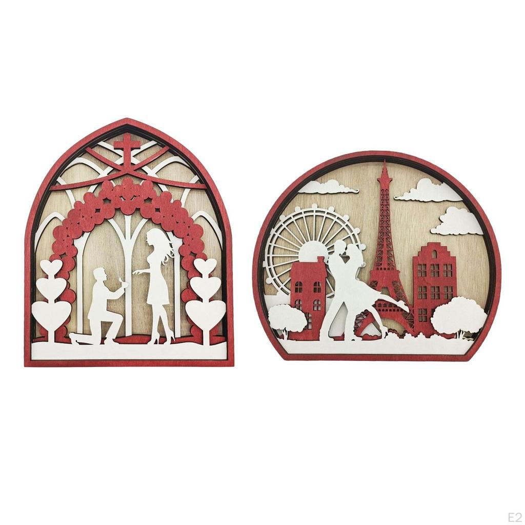 Table Wood Carved Love Art Sculpture Wedding Centrepiece Decoration Man and Woman Figurine for