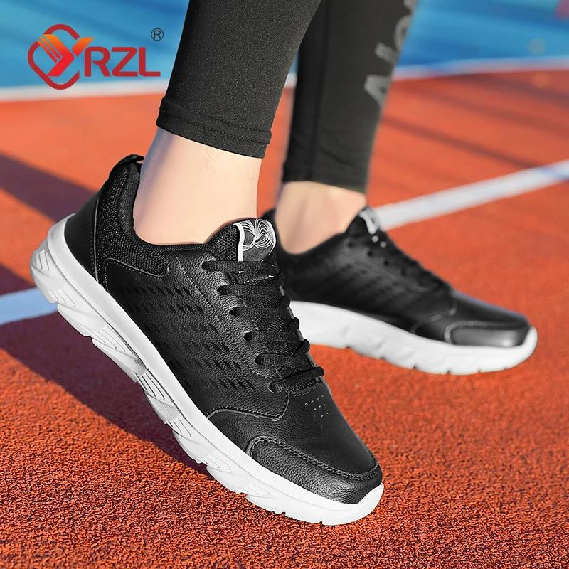 YRZL Men's Running Shoes Lightweight Artificial Leather Waterproof Jogging Sneakers Comfortable Walking Shoes for Men
