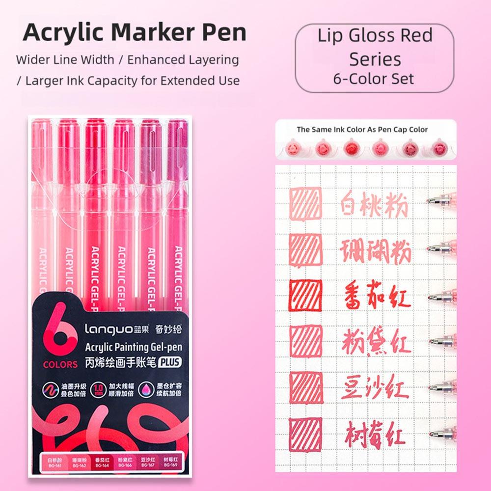 6Colors/Set DIY Album Card Acrylic Painting Brush 1.0mm Tip Color Graffiti Pen Marker Pen