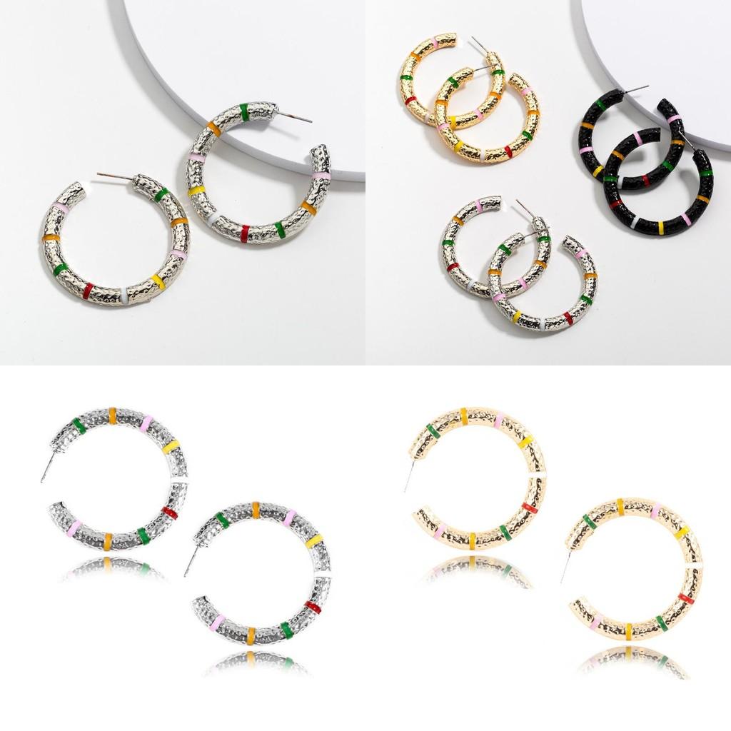 Trendy Fall 2021 Geometric Hoop Earrings In Black Gold And Silver