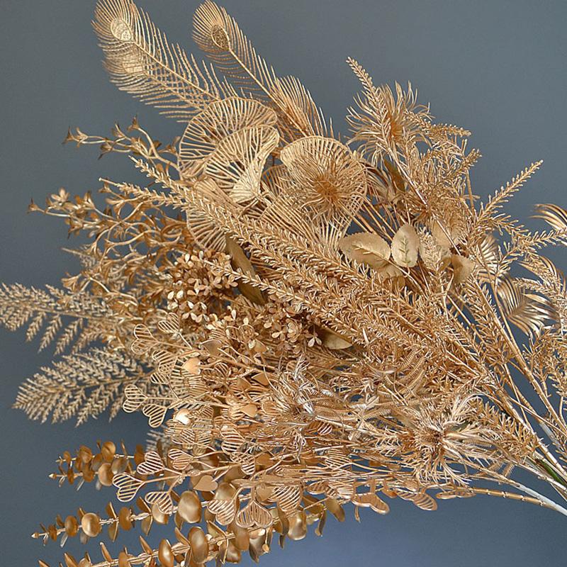 Golden Artificial Plants Maple Leaf Christmas Decor Home Living Room Desk Decor