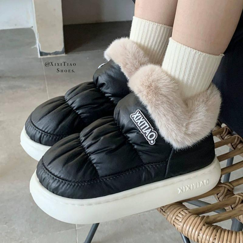 Mode Fell Winter Damen Stiefeletten Wasserdicht Klobige Plateau Sohle Warmes Plüsch Outdoor Kältefest Baumwollschuhe für Dame