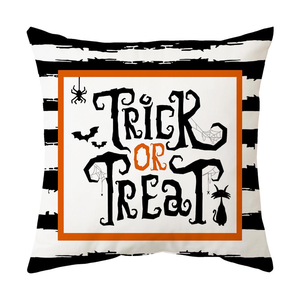 Halloween Pillow Case Orange and Black Horror Castle Spider Web Printed Cushion Cover Halloween Pillowcase Party Decorations