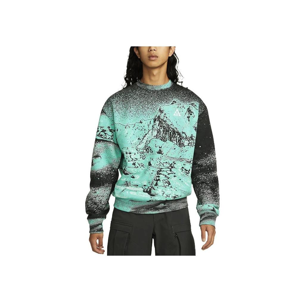 Nike Printed Crew Neck Pullover Sweatshirt Unisex Tops Green DQ5792-369