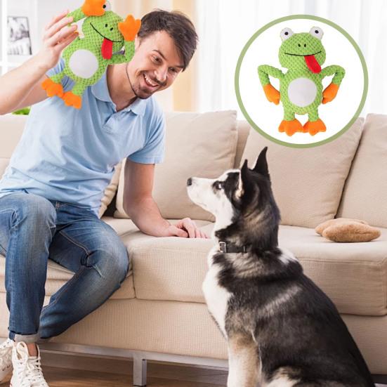 Knirkende hundeleke Interaktiv plysjfrosk hundeleke Mykt kosedyr Hundetyggeleke Valpetenner Rengjøring Tuggleke for Små Middels Store Hunder