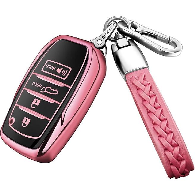 Autophone For Toyota Key Fob Cover With Leather Keychain Soft Case For 2025 Camry,4Runner -2025 Venza,Rav4 Prime,Land Cruiser,-2025 Grand