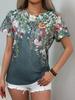 Women's T-shirt Summer Casual Round Neck Short Sleeve 3D Print Floral Pattern Top Loose Casual Wear Ladies T-shirt