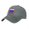 Venezuela Flag Washed Canvas Baseball Cap with National Emblem Design for Adults