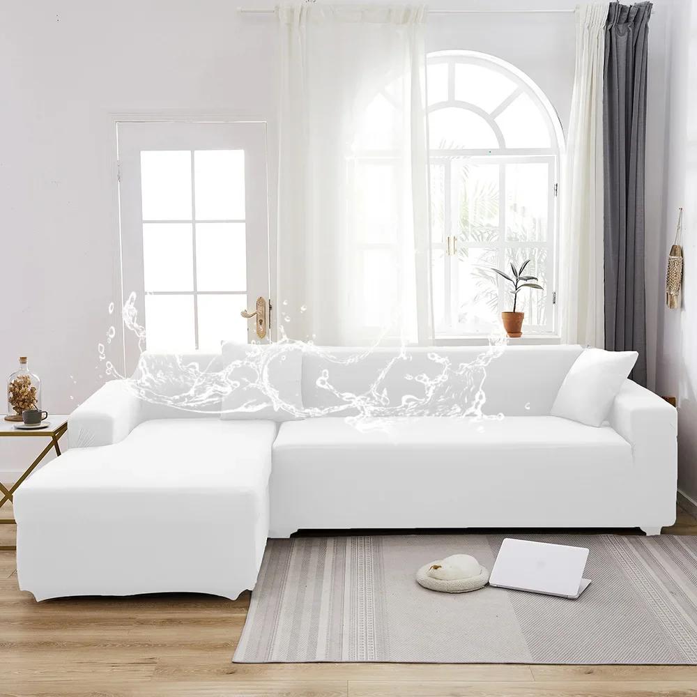 Waterproof Sofa Covers 1/2/3/4 Seats Elastic Solid Couch Cover L Shaped Sofa  Cover Protector Bench Covers