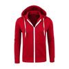 Fall Winter Men Jacket Hooded Drawstring Zip-up Long Sleeves Solid Color Cardigan Elastic Cuff Pockets Mid