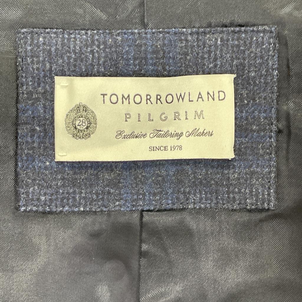 TOMORROWLAND PILGRIM Navy Wool Cashmere Flannel Soutien Collar Coat Coat 46 Navy checkUsed