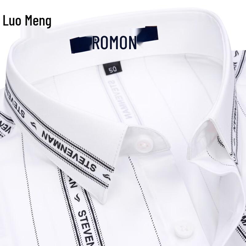 Luo Meng Men's Short Sleeve Stand Collar Business Shirt