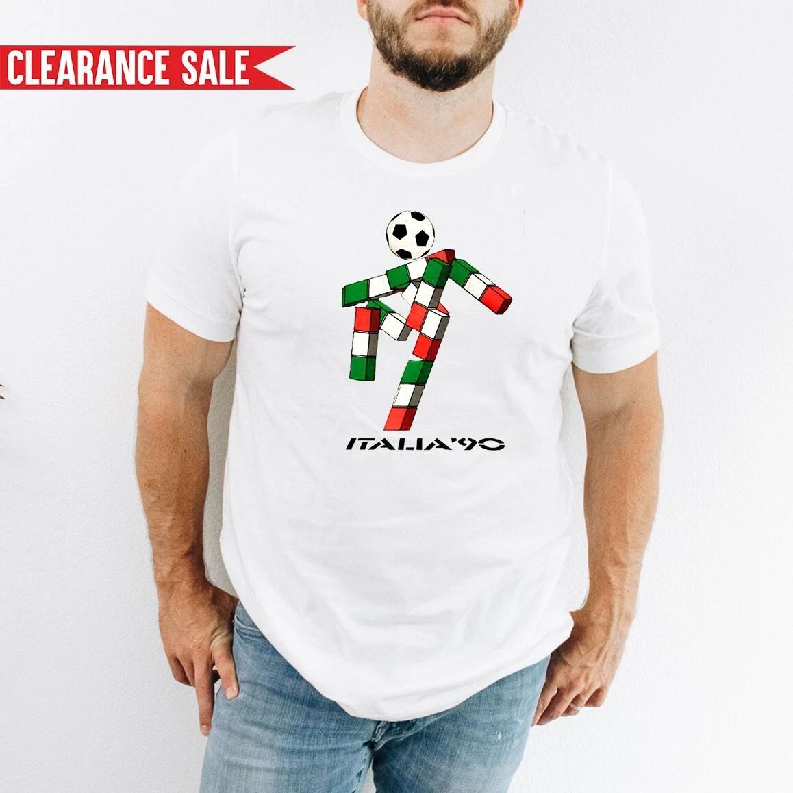 Italia 90 Men s T Shirt Printed Classic Football World Cup Short Sleeve Tee Top 3XL