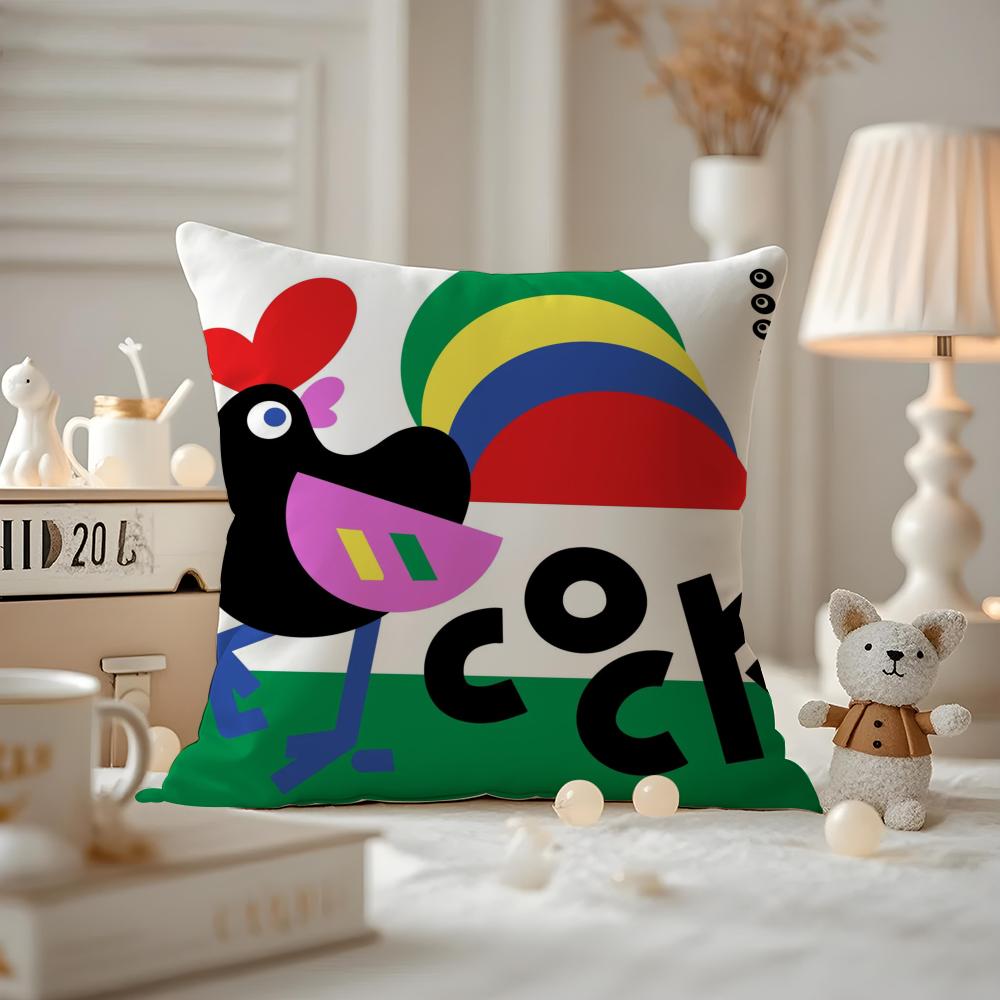 Chinese Zodiac Print Cushion Cover Anti-dustmite Pillowcase Invisible Zipper Silky Short Plush Sofa Cushion Cover