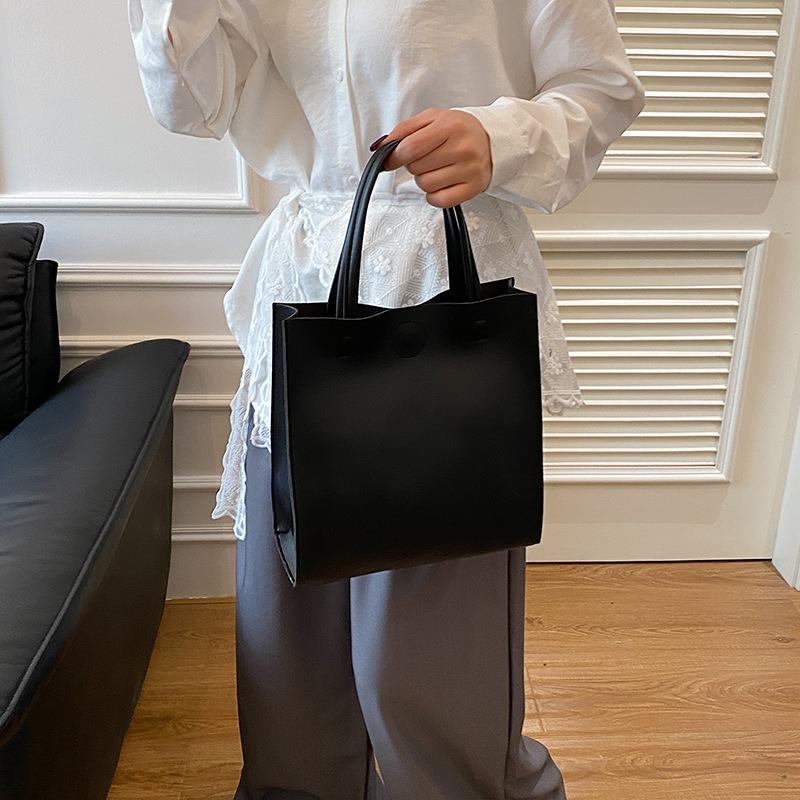 Simple handbag popular casual solid color tote bag summer new trend fashion large capacity handbag