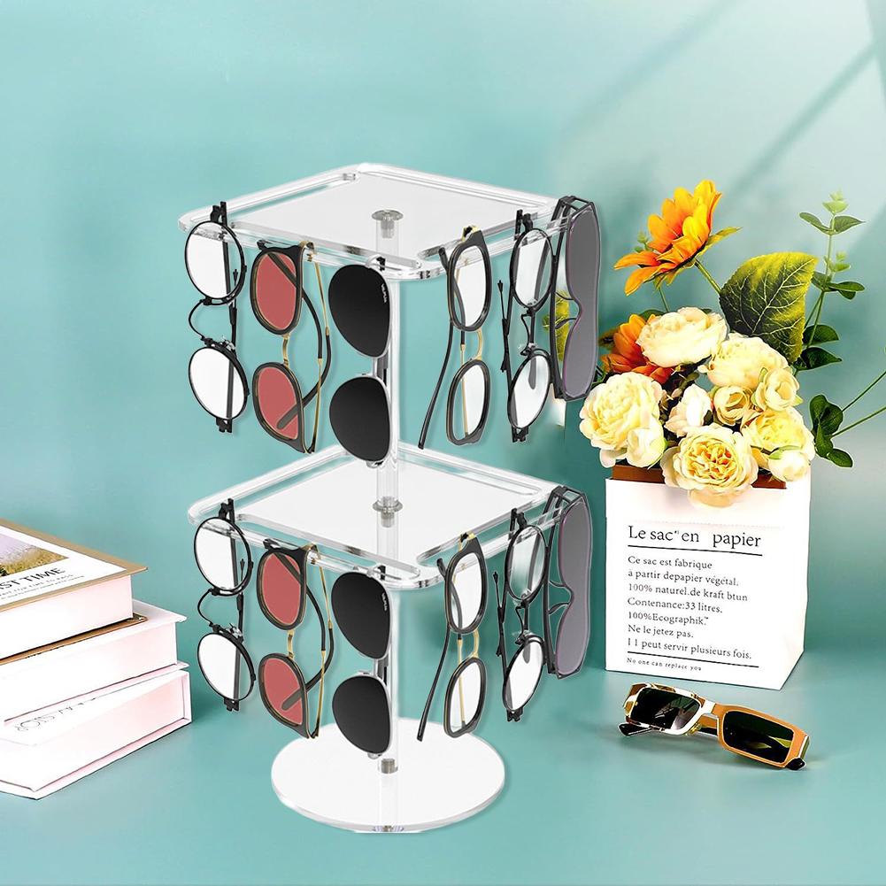 9.88 X 8.31 X 0.83 Inches 360 Rotating Glasses Rack Eyeglass Display Stand Hassle-Free Assembly Modern Elegant Look