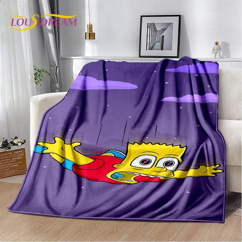 De S-Simpsons Cartoon Pluche Deken, Flanellen Deken Kinderen Plaid voor Woonkamer Slaapkamer Bed Bank Wandelen Vrije Tijd Dutten