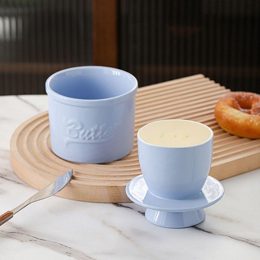 Keramická máslenka s lesklým povrchem Ručně vyrobená máslenka Odolný držák na máslo Roztíratelné máslo