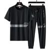Summer Time Ice Silk Short Sleeve T-shirt Set Men's Casual Relaxed Breathable Sports Large Size