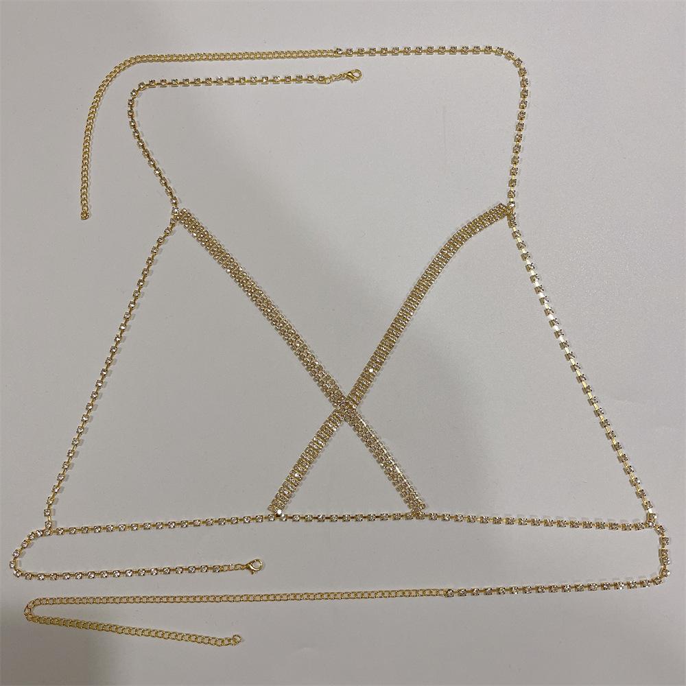 New Body Accessories Sexy Cross Chest Chain Women, Nightclub Shiny Rhinestone Body Chain Body Chain