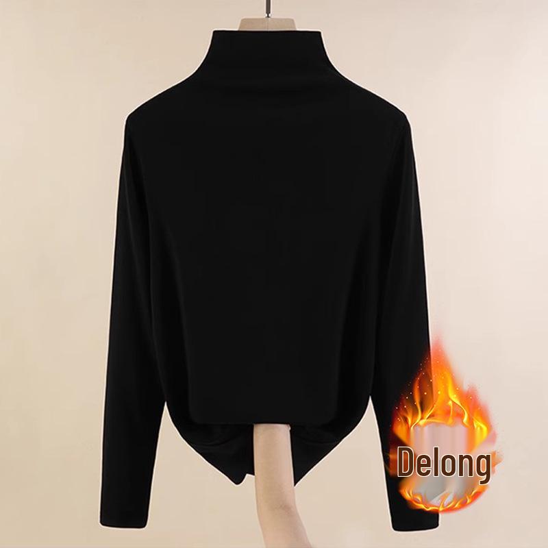 Women's Thermal Half-High Neck Brushed Long-Sleeve Base Layer Top for Autumn/Winter