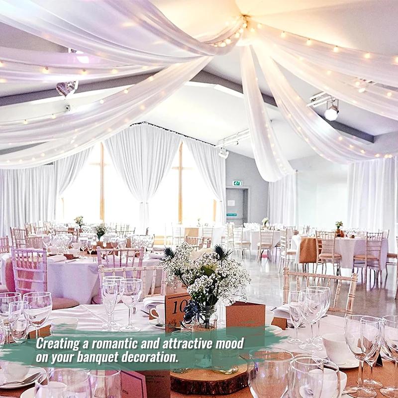 White Ceiling Drapes 5ftx10ft Wedding Arch Fabric Sheer Curtains Chiffon Draping for Weddings Ceremony Birthday Party Decoration