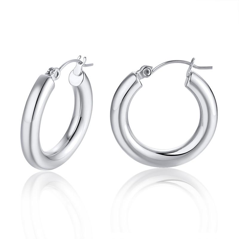 Geometric Huggie Hoop Earrings for Women Stainless Steel Medium Thick Charm Bohe Female Cartilage Piercing