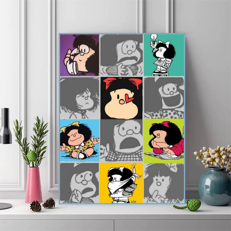 mafalda 100% Round Full Drill 5D DIY Diamond Painting Embroidery Cross Stitch Rhinestone Décor toilet 3 piece set