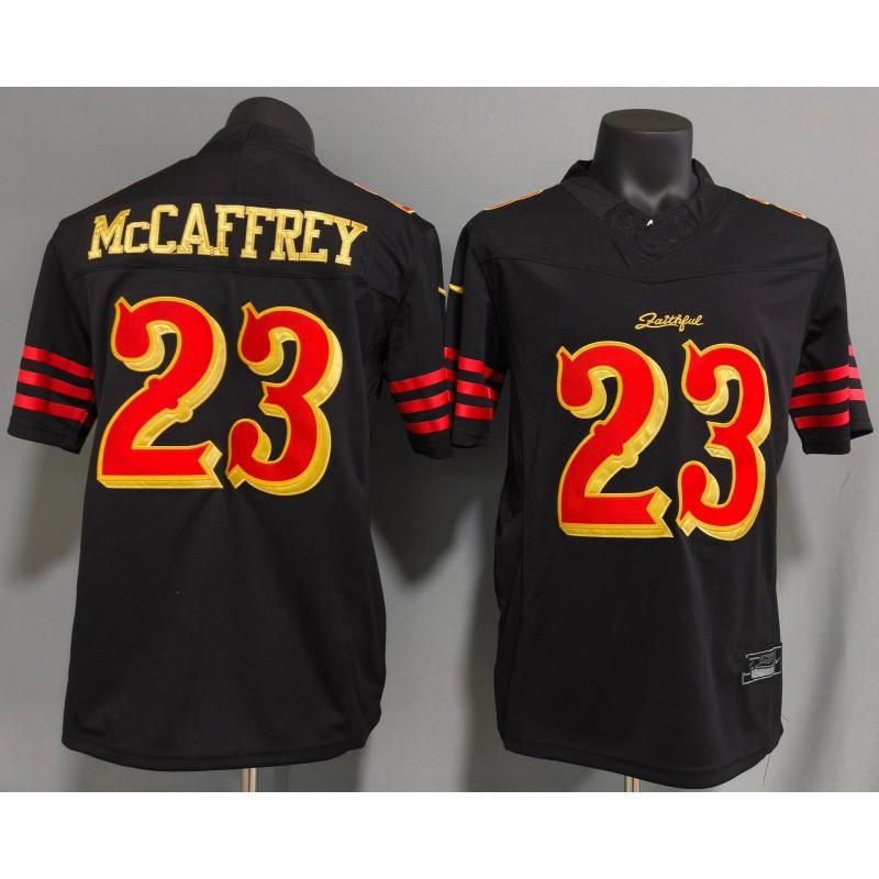 Camiseta de Rugby para Hombre Equipo 49 Nº 23 McCaffrey Negra Tercera Generación Camiseta Deportiva de Rendimiento