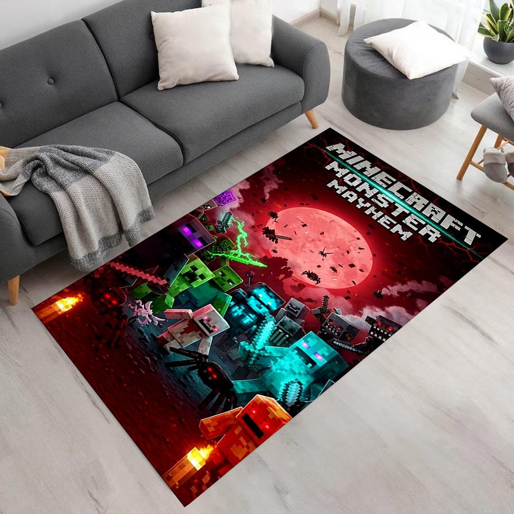 Minecraft Floor Rug Office Rug Perfect for Outdoor Game Room Entryway Kitchen Anti-slip Rug Anime Office Decor