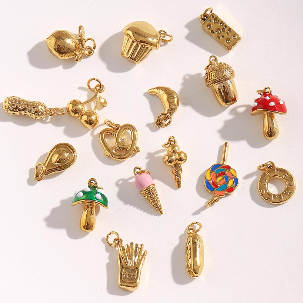 Dreamshow Fashion Stainless Steel Pendants Charms Enamel Pendants for Necklace Gold Plated Jewelry Accessories
