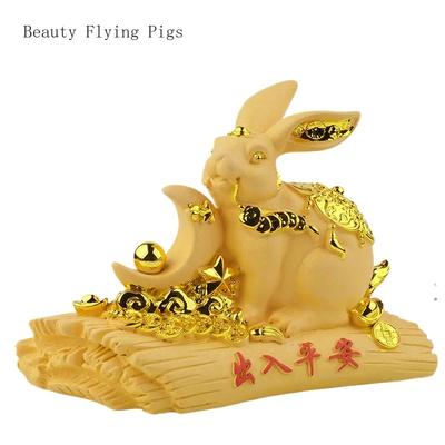 1 PIEZA Resina Doce Zodiaco Conejo Adorno Artesanía Animal Biónico Chino Decoración Sala de Estar Regalo de Inauguración