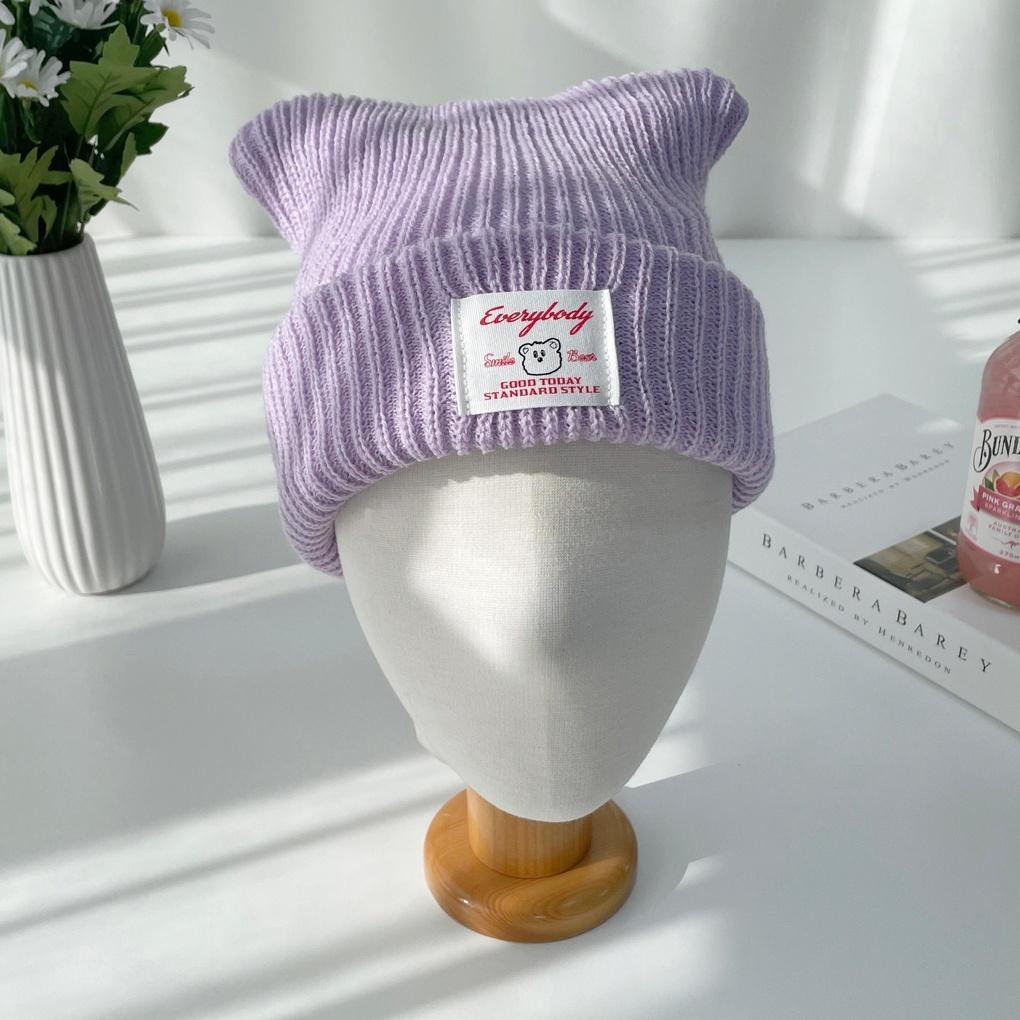 Women's Men's Couple Daily Bear Horn Beanie Hat