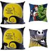 Nightmare Before Christmas Cotton Linen Throw Pillow Case Sofa Cushion Cover Home Decor