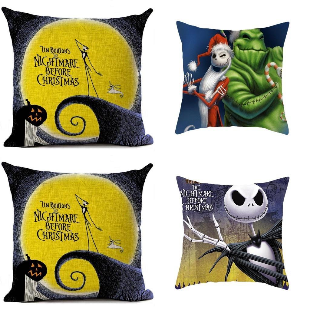 Nightmare Before Christmas Cotton Linen Throw Pillow Case Sofa Cushion Cover Home Decor