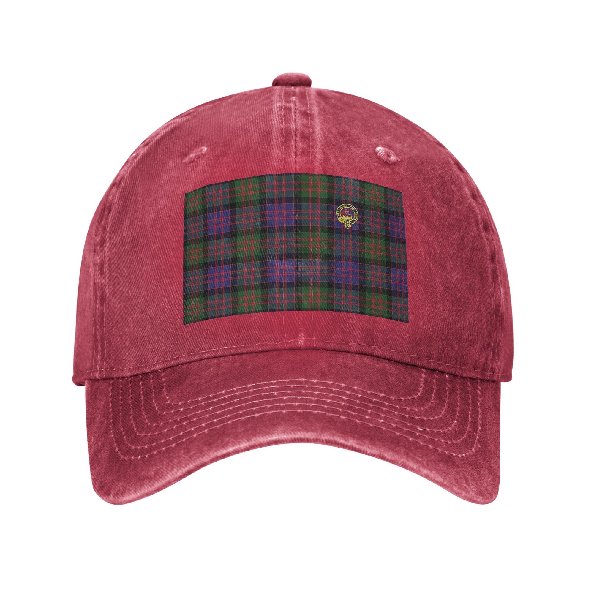 

The McDonald and MacDonald Clan tartan with badge by Faelee Denim Cap Casual Baseball Caps Hat Summer Unisex Baseball Hats One Size