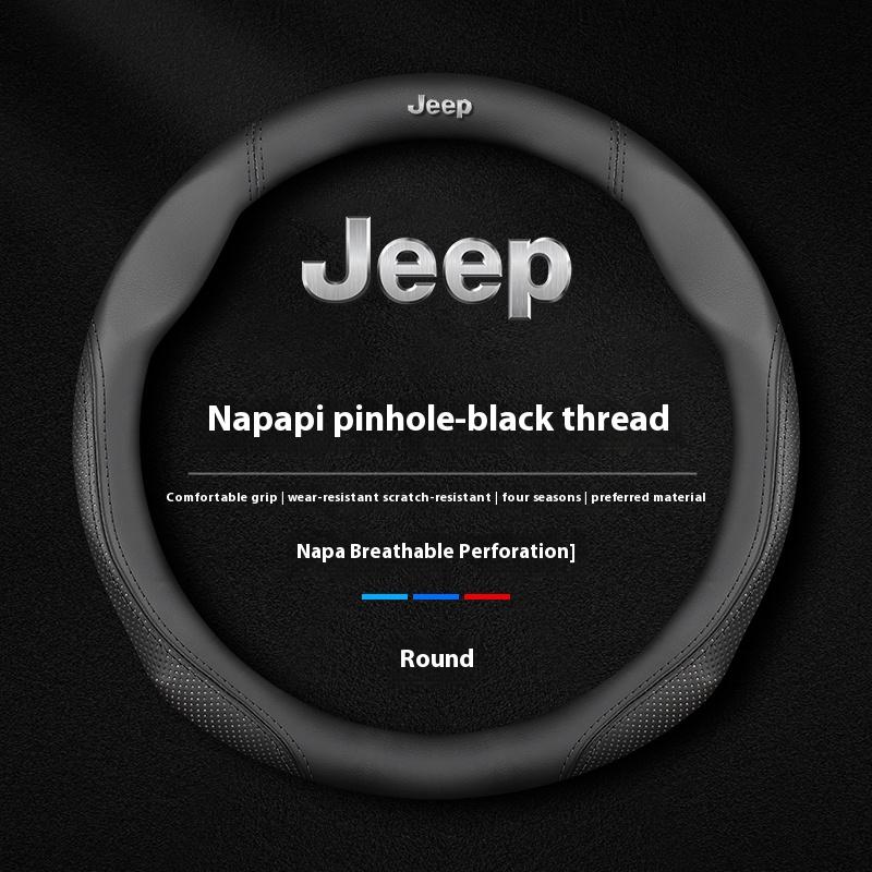 Jeep Wrangler JK Patriot Commander Gladiator Renegade Grand Cherokee Compass Wagoneer Car Anti-Slip Leather Steering Wheel Cover