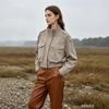 ZA Womens 2025 Fall Fashion Slim Fit Suede Short Jacket Casual Stand Collar Long Sleeve