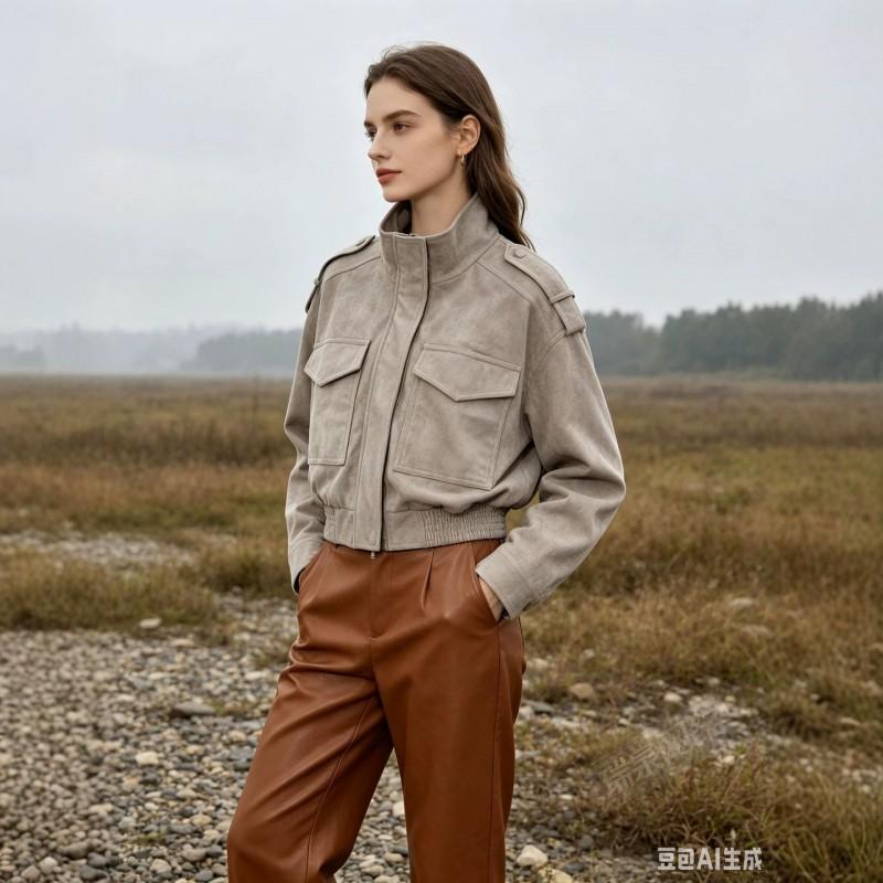ZA Womens 2025 Fall Fashion Slim Fit Suede Short Jacket Casual Stand Collar Long Sleeve
