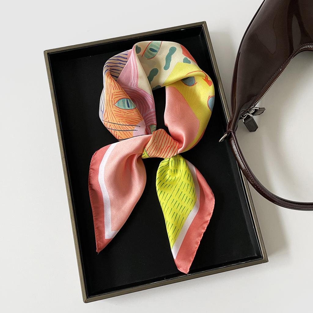 New Printed Silk Scarf 71 Series Neck Small Square Scarf Simulation Silk Square Scarf High-end Shawl Versatile Headscarf Scarf Wholesale