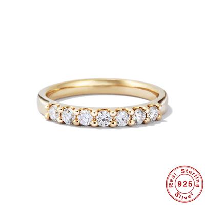 Wind Word Moissanite Ring Women'S Fashion 925 Sterling Silver Gold-Plated Mozzarella Diamond Simple Row Ring