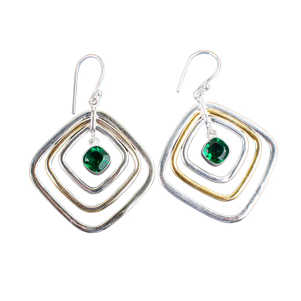 Pierre précieuse Diopside Chrome Argent Sterling 925 Bijoux faits main Boucles d'oreilles à crochet 2,44" EE-70-4