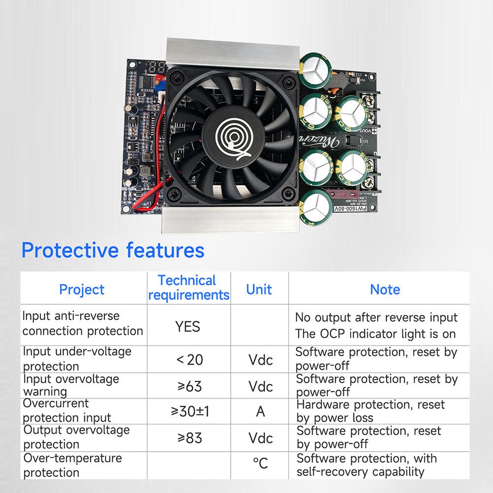 DC-DC Booster Module 1600W High Power Voltage Converter 20-60V to 24-80V with Overload Protection for Audio Amplifiers