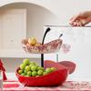 Double Layer Fruit Plate Multi-Layer Ceramic Fruit Bowl with Metal Stand Dishwasher Safe Corner Kitchen Countertop Organizer for Fruits Snacks Cakes