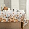Horaldaily Fall Tablecloth 60×84 Inch Rectangular, Orange Grey Pumpkin Autumn Harvest Flower Washable Seasonal Table Cover for Party Picnic Dinner
